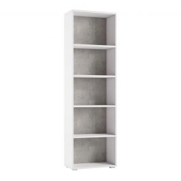 BOOKCASE 4 SIDES W60xD30xH195 CM IN WHITE/CEMENT MELAMINIQUE