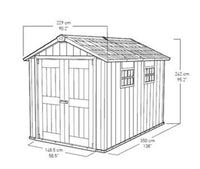 GARDEN SHED OAKLAND 7511 THICKNESS 20MM EXTERNAL DIMENSIONS 342X210X242H FLOOR INCLUDED