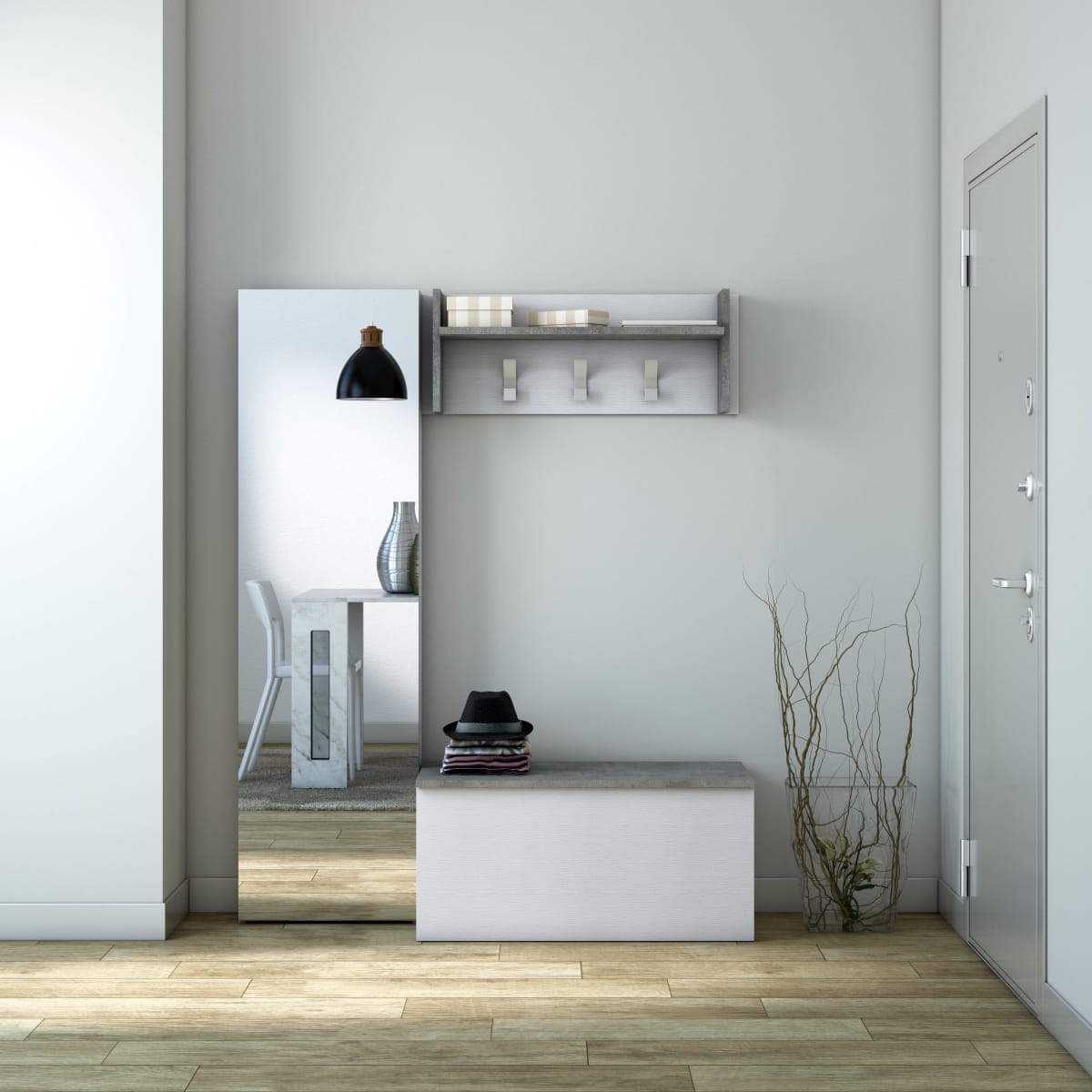 Bricocenter MIRROR DOOR SHELTER 10 PAIR W50xD18xH180CM IN MELAMINIUM WHITE