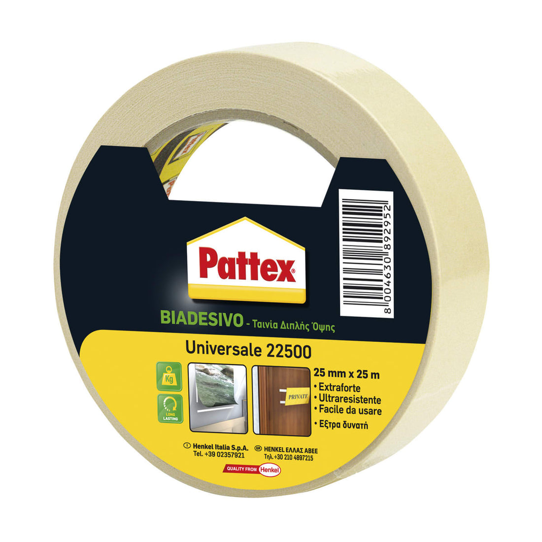 PATTEX UNIVERSAL DOUBLE-SIDED TAPE 25MMX25MT