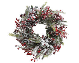 WREATH WITH SNOWY BERRIES AND PINE CONES DIAM4