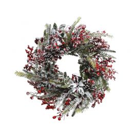 WREATH WITH SNOWY BERRIES AND PINE CONES DIAM4