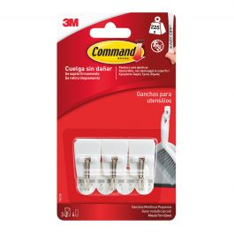 3 WHITE ADHESIVE HOOKS WITH METAL TIP COMMAND SMALL