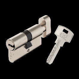 NICKEL-PLATED BRASS CYLINDER STANDERS 30+30MM, KEY/POMOLO, 4 NICKEL-PLATED STEEL KEYS