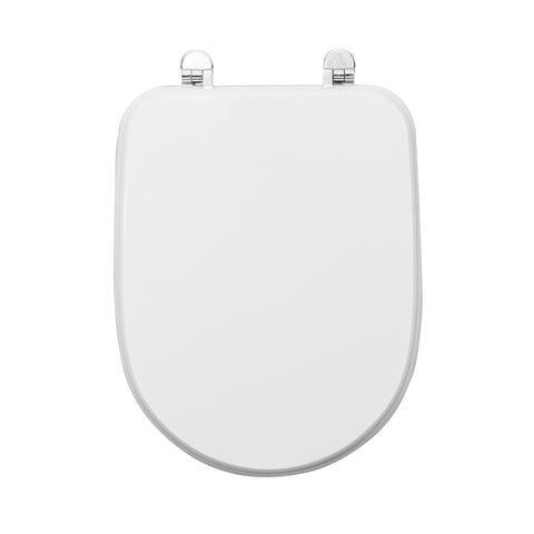 Aretusa rectangular toilet seat cover, white MDF, with metal under-mount fixing, antibacterial