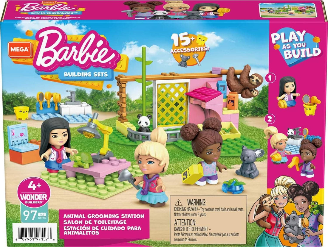 MEGA Barbie Animal Grooming Station Building Set with Accessories and 3 Micro-Dolls - best price from Maltashopper.com GYH09