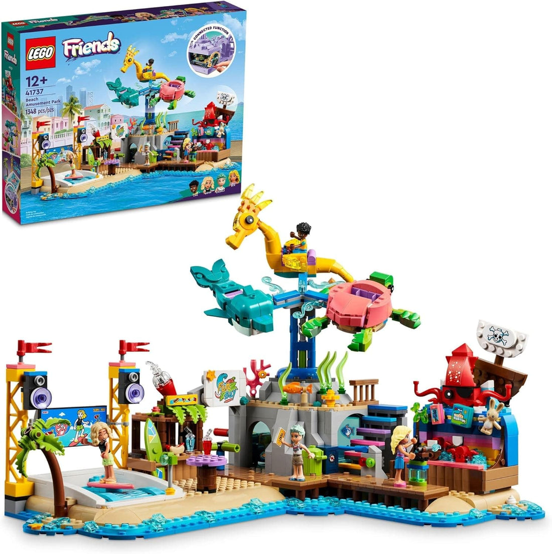 LEGO Friends Beach Amusement Park with Spinning Carousel, Wave Machine and Shooting Gallery Game - best price from Maltashopper.com 41737