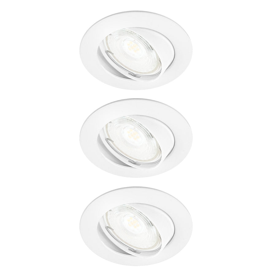 3 RECESSED SPOTLIGHTS CLANE ALUMINIUM WHITE D7.5 CM LED GU10=6W NATURAL LIGHT ADJUSTABLE