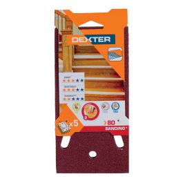 DEXTER ORBITAL WOOD SANDER ABRASIVE 93X185 MM PERFORATED, GRIT 80,5PIECES