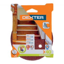 ABRASIVE FOR DEXTER ROTO-ORBITAL WOOD SANDER 125MM PERFORATED GRIT 40, 5 PIECES