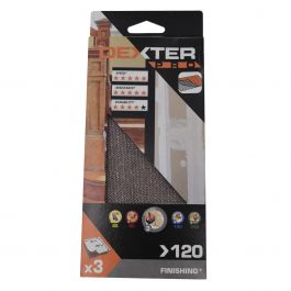 SANDING NET FOR DEXTER PRO ORBITAL WOOD SANDER 93X185MM GRIT 120, 3 PIECES