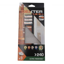 SANDING NET FOR DEXTER PRO ORBITAL SANDER, FOR WOOD, 115X230MM GRIT 240, 3 PIECES
