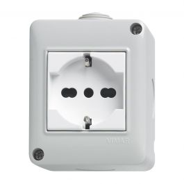 PLANA HOUSING WITH UNIVERSAL SOCKET IP40 GREY