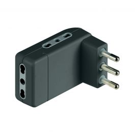 SPACE-SAVING 16A PLUG ADAPTOR 3 SOCKETS 2-PIN 10/16A BLACK