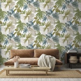 PALM TREE COLOURED WALLPAPER 53CMX10.5M