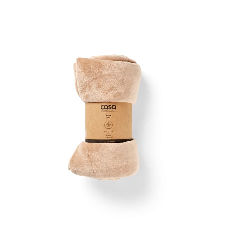 Casa FLANNEL Light brown plaid, W 130 x L 160 cm