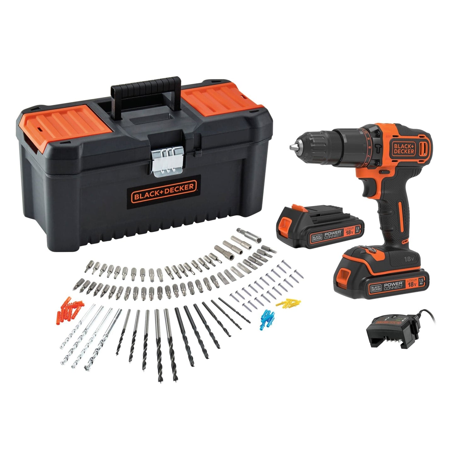 Bricocenter 18V IMPACT DRILL/DRIVER WITH DUAL 1.5 AH BATTERY +CASE +105 ACCESS