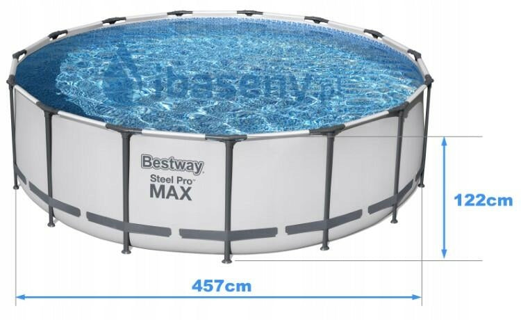 Steel round tubolar pool D4.57 x 122cm, white, 3 m3/h cartridge pump