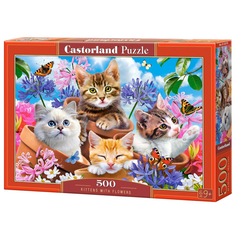 Puzzle 500 Pezzi - Kittens with Flowers