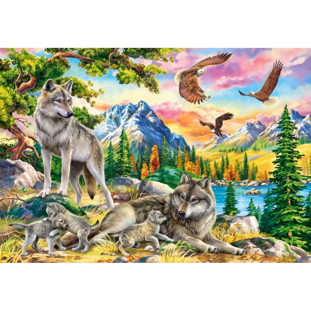 Puzzle 1000 Pezzi - Wolf Family and Eagles