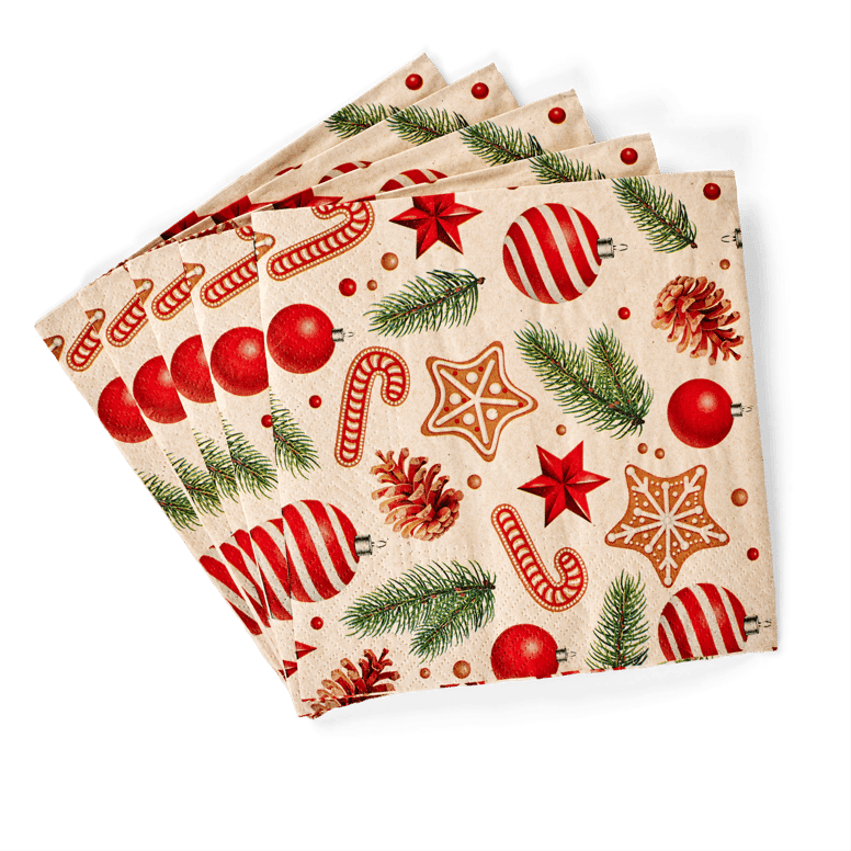 ECO SWEET XMAS Set of 20 multicolored napkins, W 33 x L 33 cm
