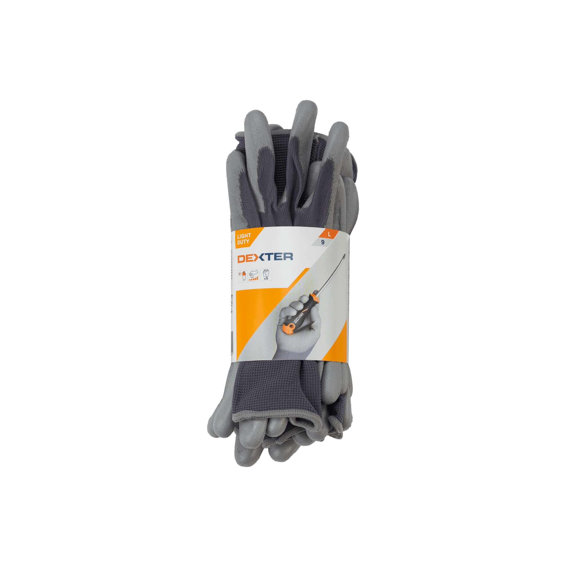 Bricocenter DEXTER GLOVES 5 PAIRS PRECISION SIZE 9L NYLON POLYURETHANE PALM