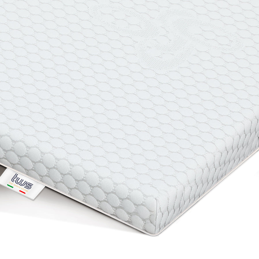 The White Stone Ventilated Memory Foam Topper 80 x 190 cm | 5 cm Thick Mattress Enhancer | Removable Hypoallergenic Cover | Antibacterial and Antifungal