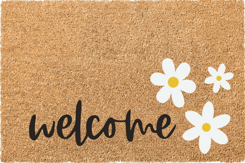 Coconut doormat with daisies, 40x60cm, assorted patterns