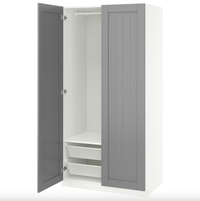 PAX / GULLABERG wardrobe combination, white/grey, 100x60x201 cm