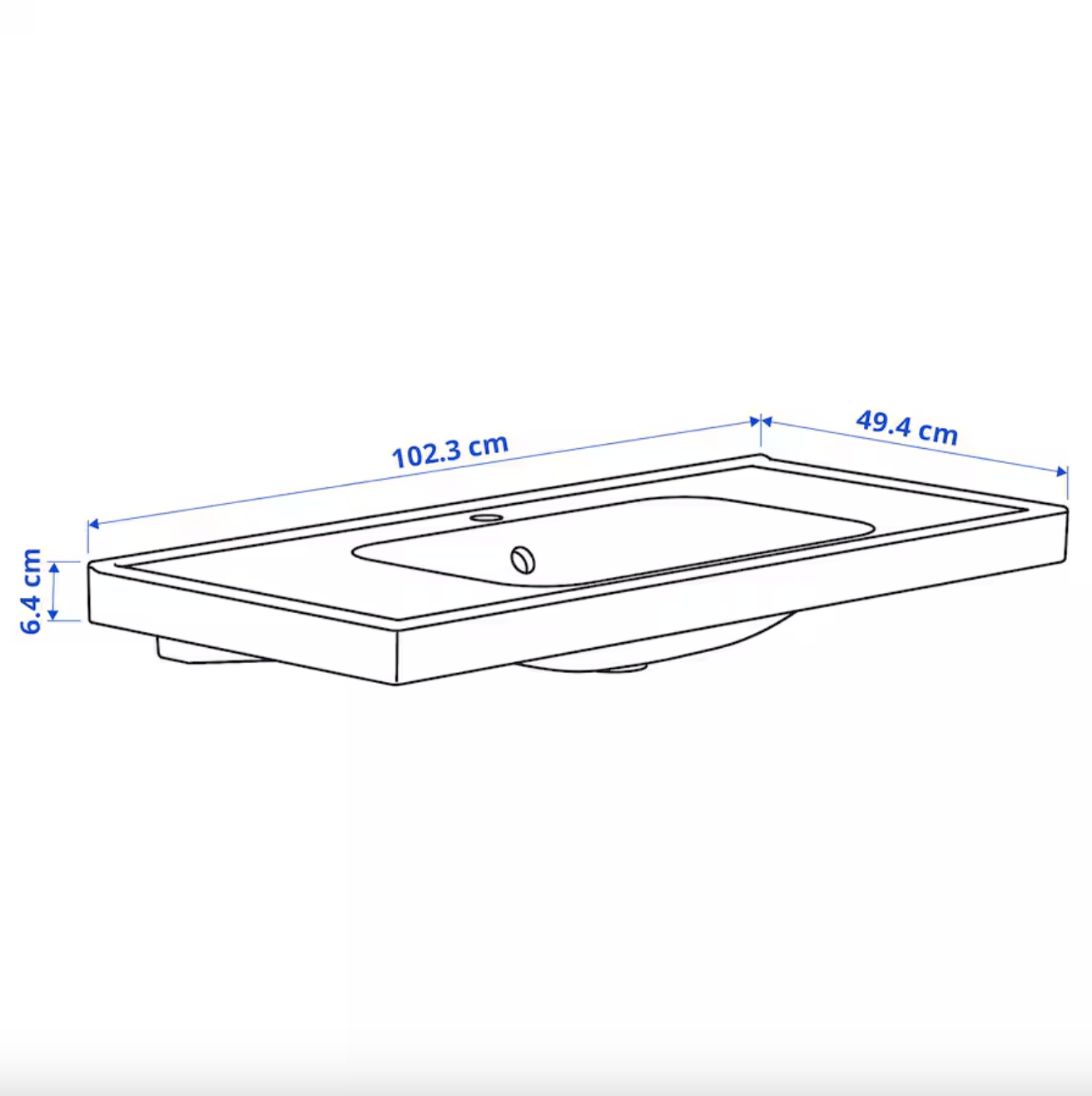 Ikea ORRSJÖN Wash-basin, white, 102x49 cm