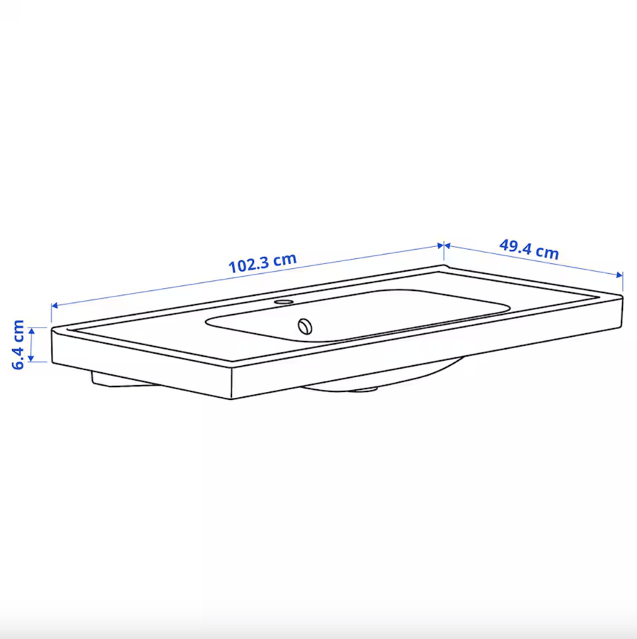 Ikea ORRSJÖN Wash-basin, white, 102x49 cm