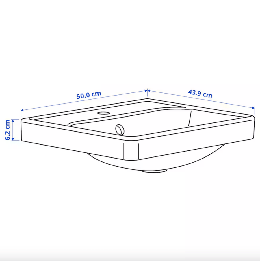 Ikea ORRSJÖN Semi-recessed wash-basin, white, 50x44 cm