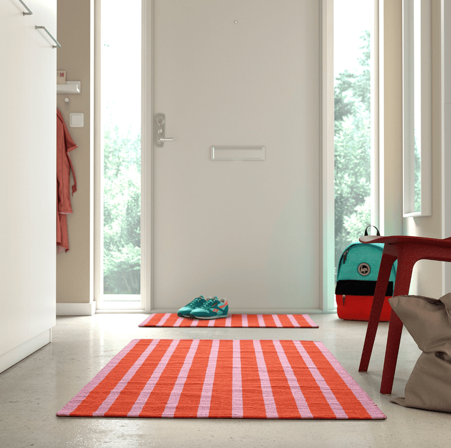 Ikea VÄGSKYLT - Rug, flatwoven, pink/orange, 80x150 cm