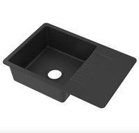 KILSVIKEN inset sink, 1 bowl with drainboard, black quartz composite, 72x46 cm