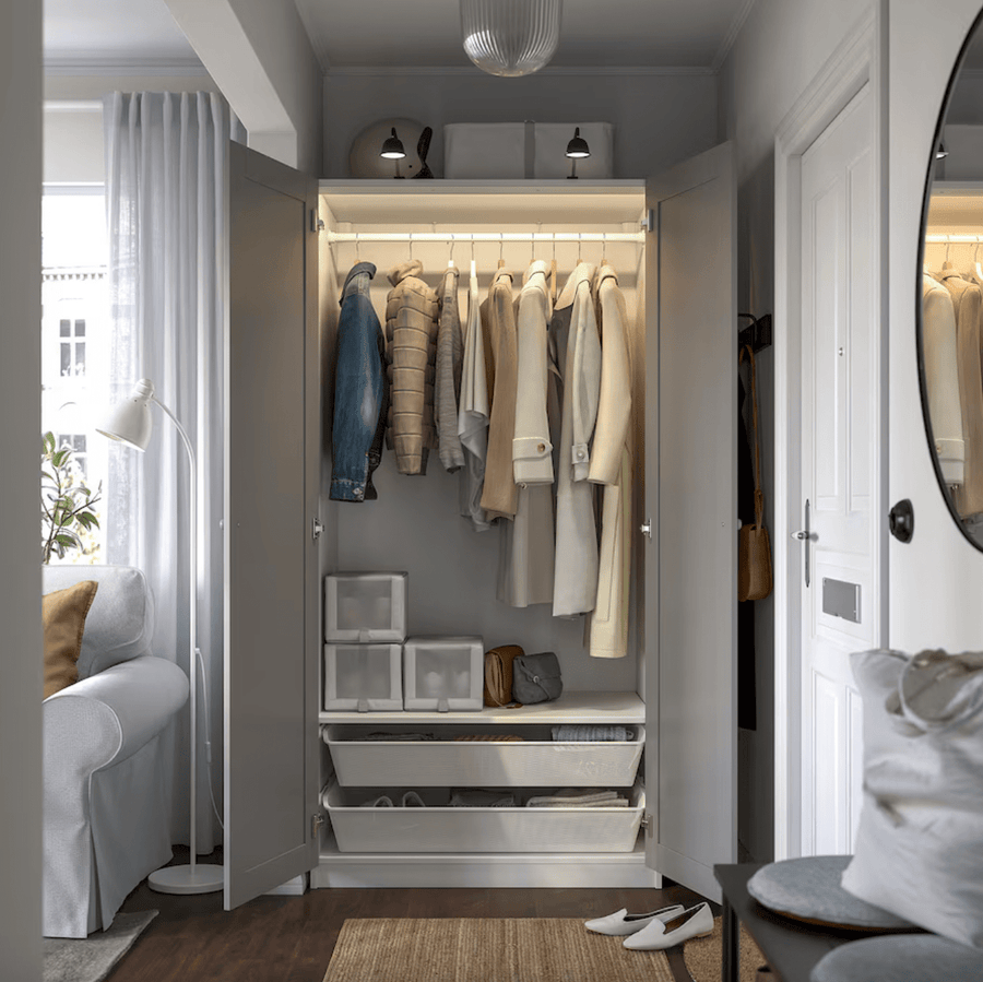Ikea PAX / GULLABERG - Wardrobe combination, white/grey,100x60x201 cm