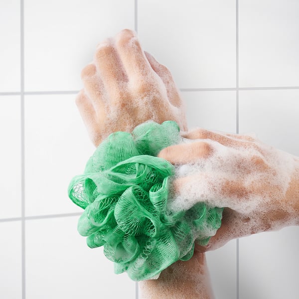 ÅBYÅN body puff, set of 3, orange/green/white