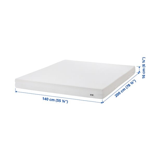 Ikea ÅBYGDA - Foam mattress, semi-rigid/white, , 140x200 cm