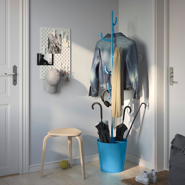 ÄLGANÄS hat and coat stand, light blue, 173x33 cm