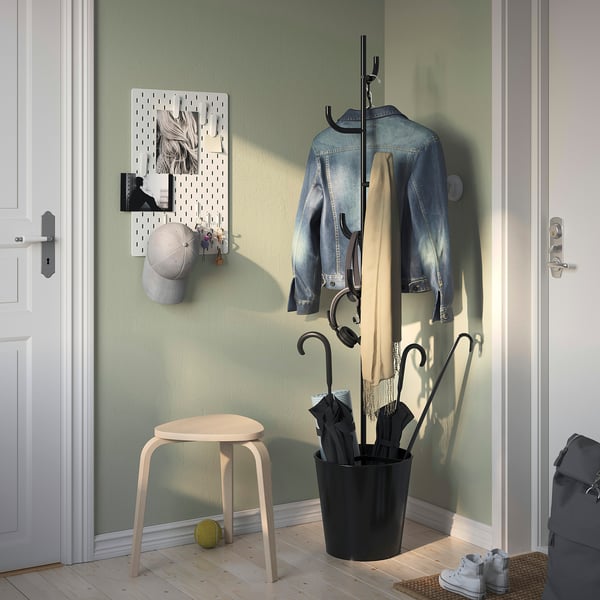 ÄLGANÄS hat and coat stand, black, 173x33 cm