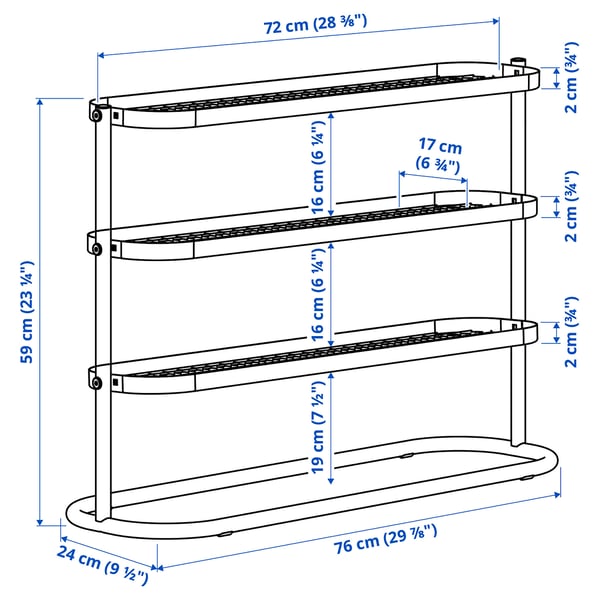ÄLGANÄS shoe rack, black, 76x24x59 cm