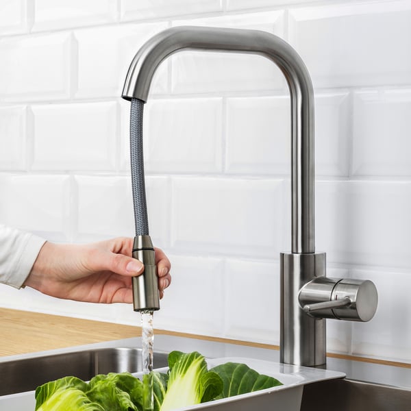 ÄLMAREN kitchen mixer tap w pull-out spout, stainless steel colour