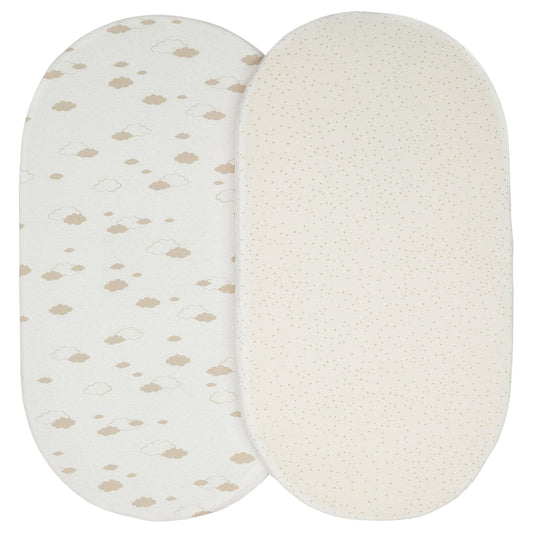 ÄLSKVÄRD fitted sheet for bassinet, clouds/dots/off-white, 41x75 cm, 2 pack