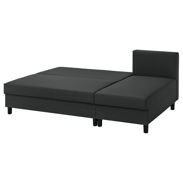 ÄLVDALEN 3-seat sofa-bed with chaise longue, Knisa dark grey, 196x196 cm