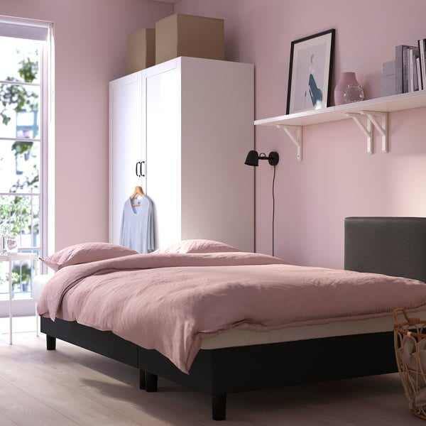 ÄLVDALEN 3-seat sofa-bed with chaise longue, Knisa dark grey, 196x196 cm