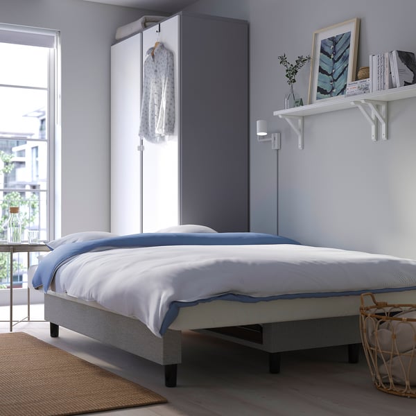 ÄLVDALEN 3-seat sofa-bed, Knisa grey-beige, 194x194 cm