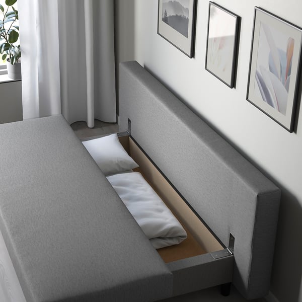 ÄLVDALEN 3-seat sofa-bed, Knisa grey-beige, 194x194 cm