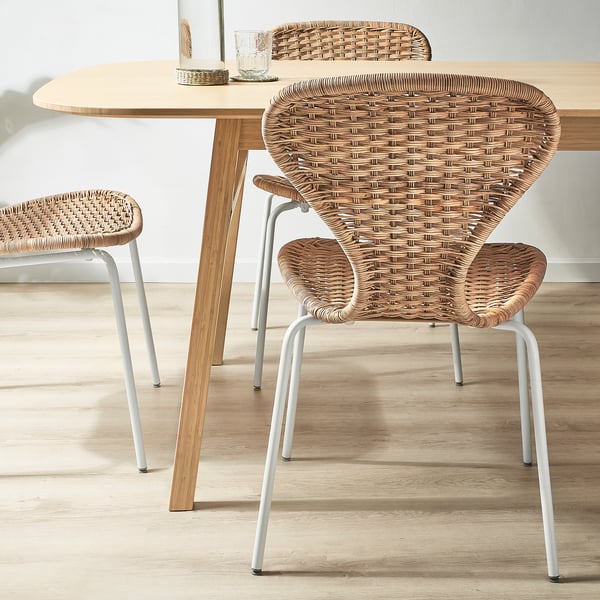 ÄLVSTA chair, handmade rattan/Sefast white, 49x83x50 cm