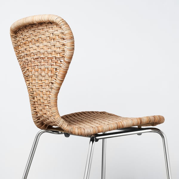 ÄLVSTA chair, handmade rattan/Sefast chrome-plated, 49x83x50 cm