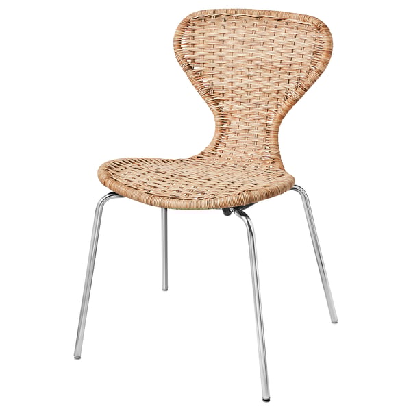 ÄLVSTA chair, handmade rattan/Sefast chrome-plated, 49x83x50 cm
