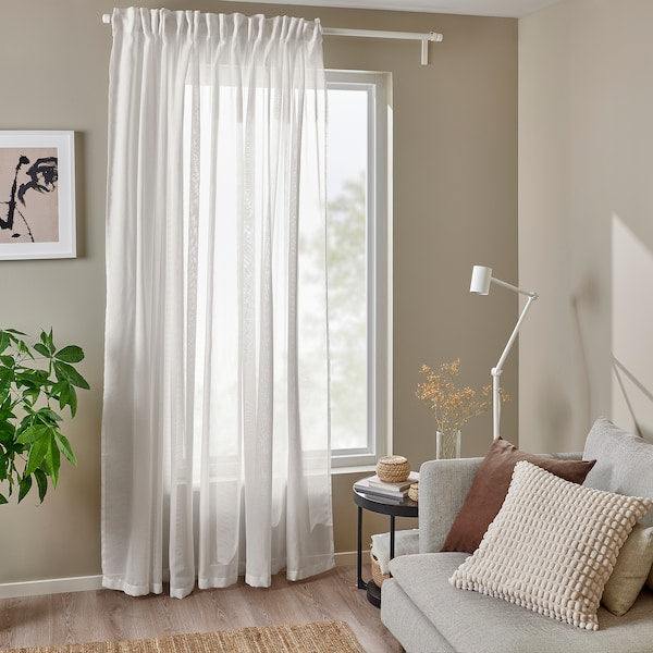 ÄNGSFRYLE sheer curtain, 1 piece, white/with heading tape, 300x300 cm